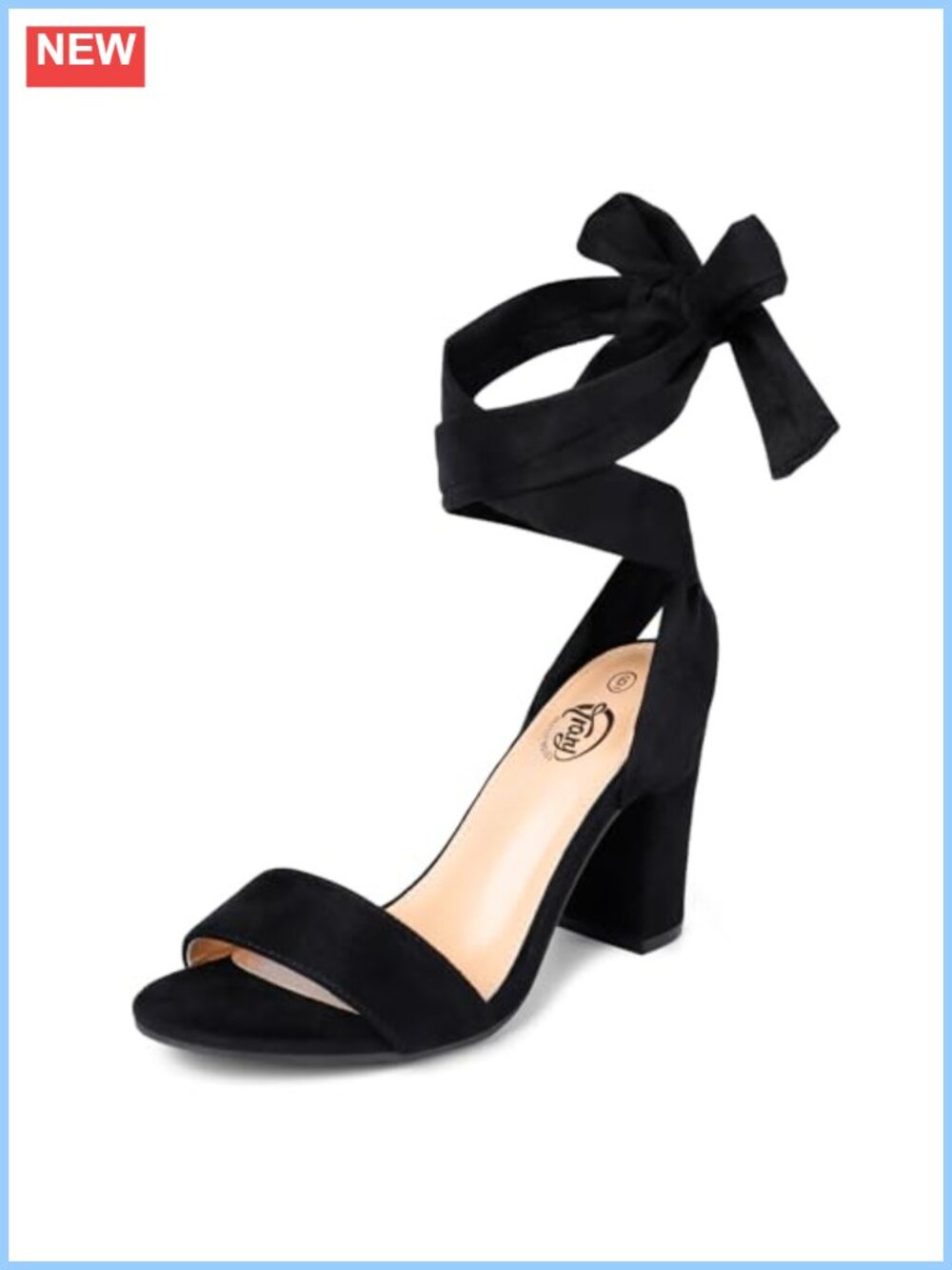 Lace Up Chunky Heels for Women, Suede Strappy Open Toe Platform Sandals 3 Inch